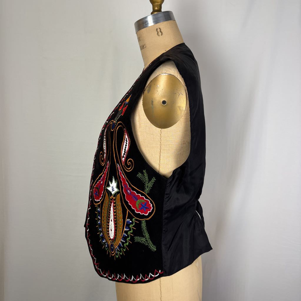 Embroidered Black Vest