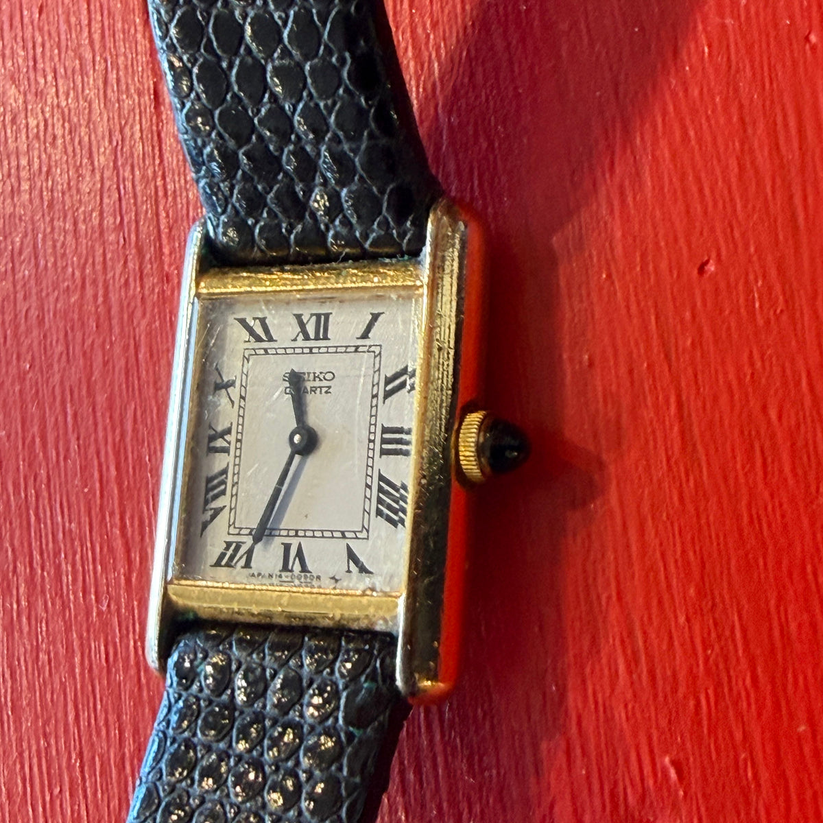 1988 Seiko Quartz White Roman Tank Watch