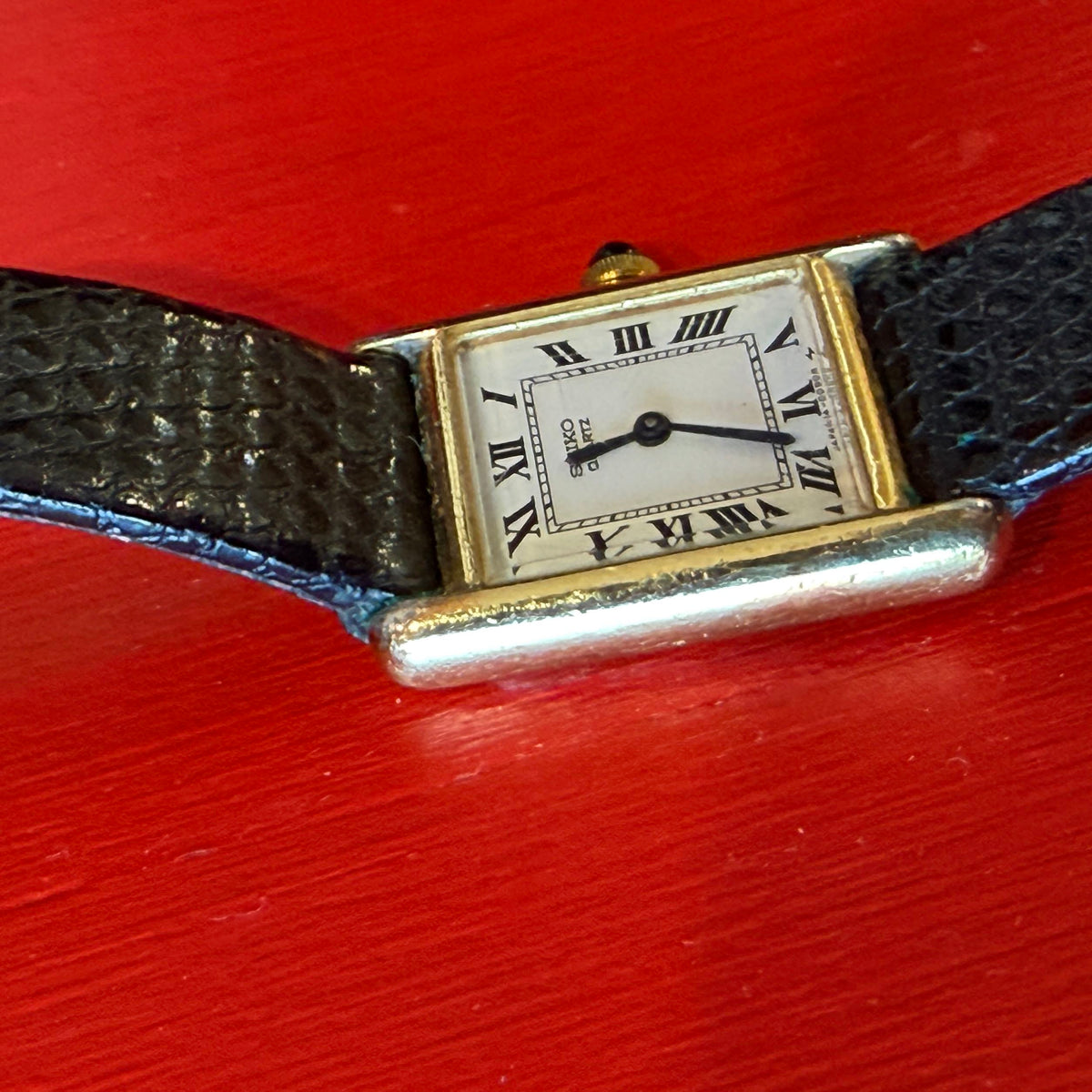 1988 Seiko Quartz White Roman Tank Watch