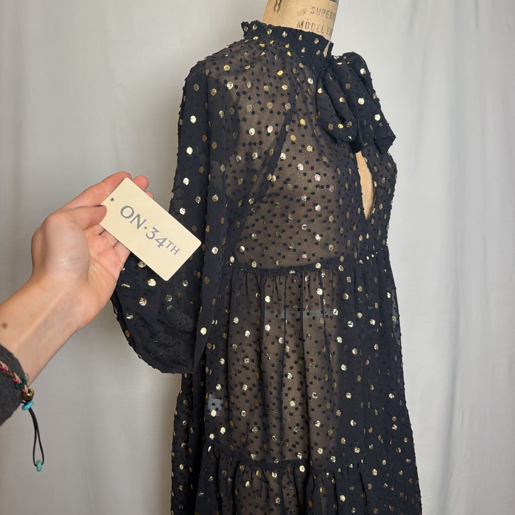Black and Gold Sheer Babydoll Dress