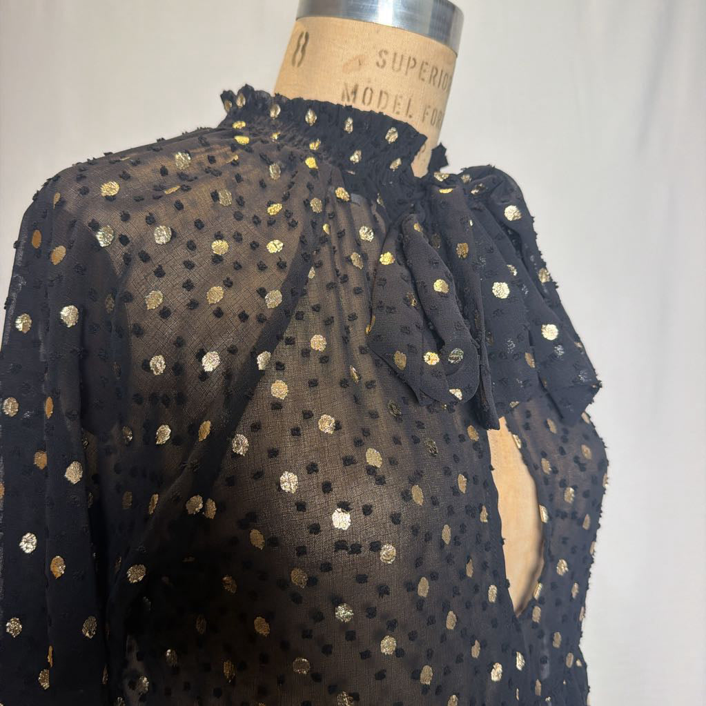 Black and Gold Sheer Babydoll Dress