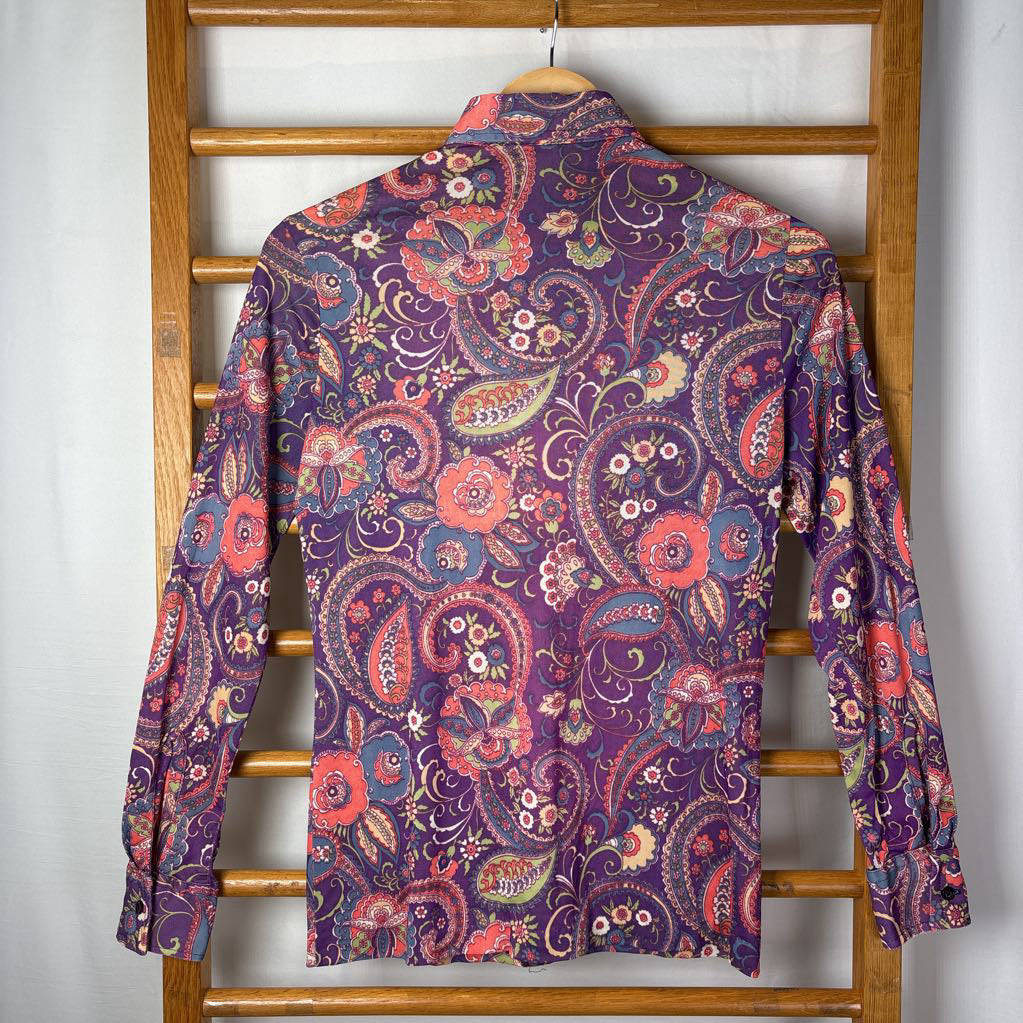 70s Purple Paisley Blouse