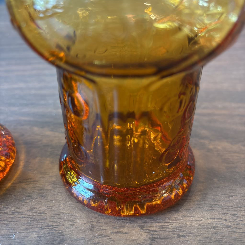 1970s Libbey Amber Country Garden Tumblers