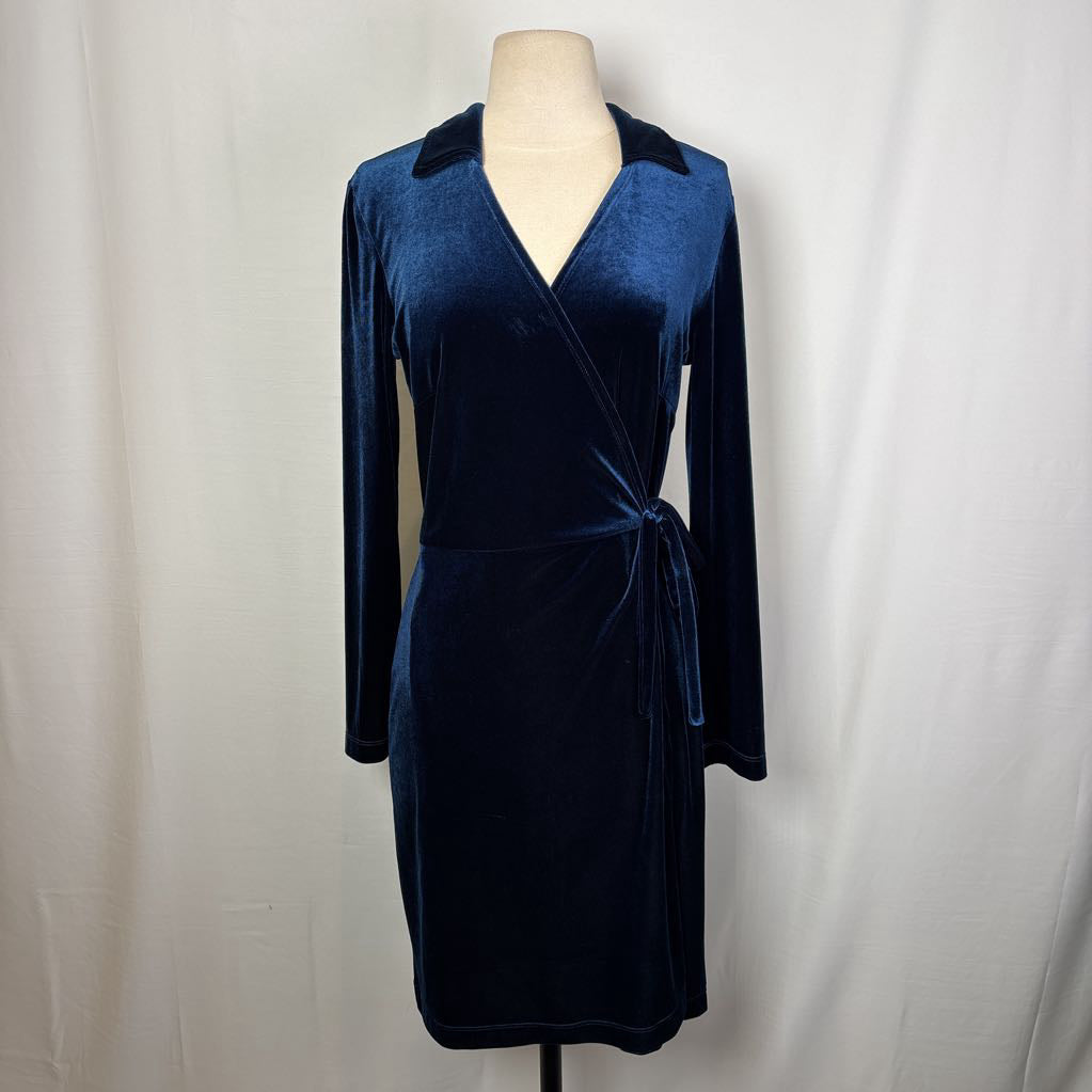 1990s Carole Little Velveteen Wrap Dress