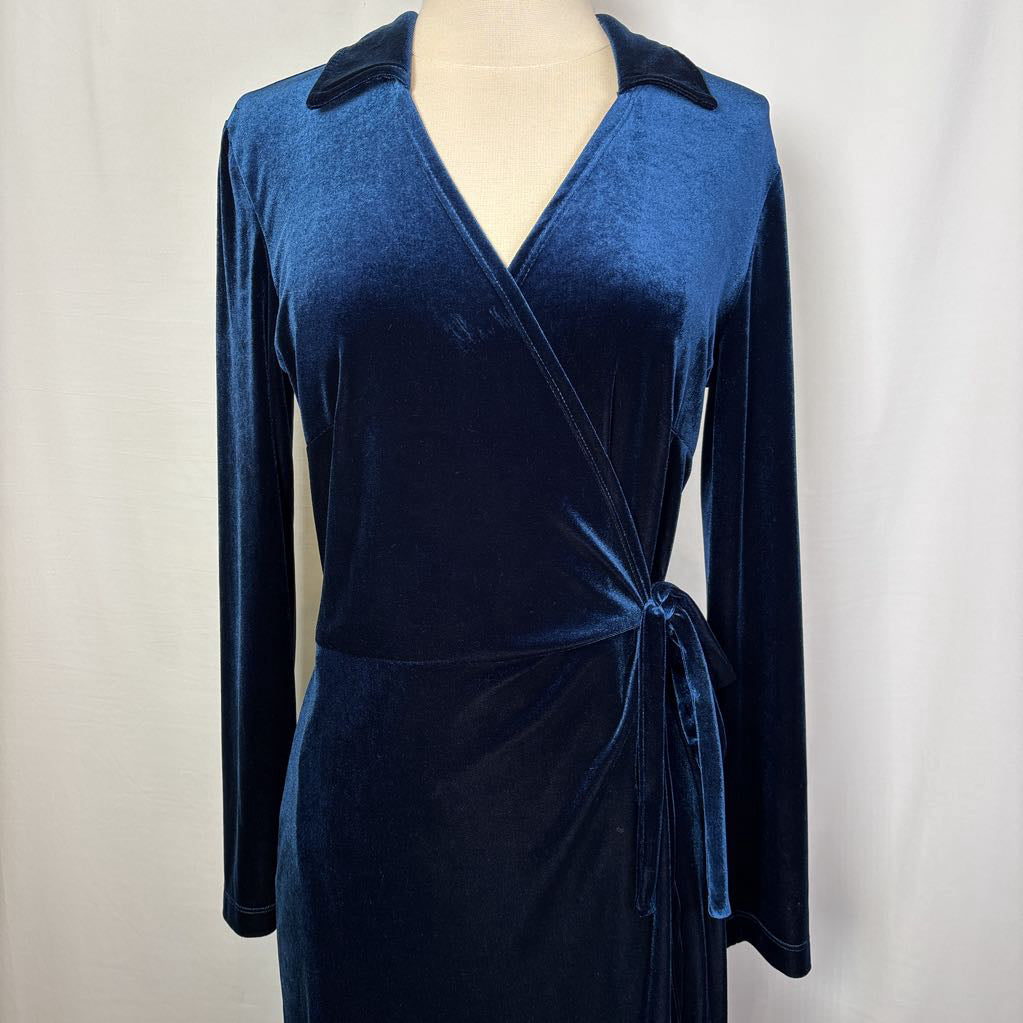 1990s Carole Little Velveteen Wrap Dress