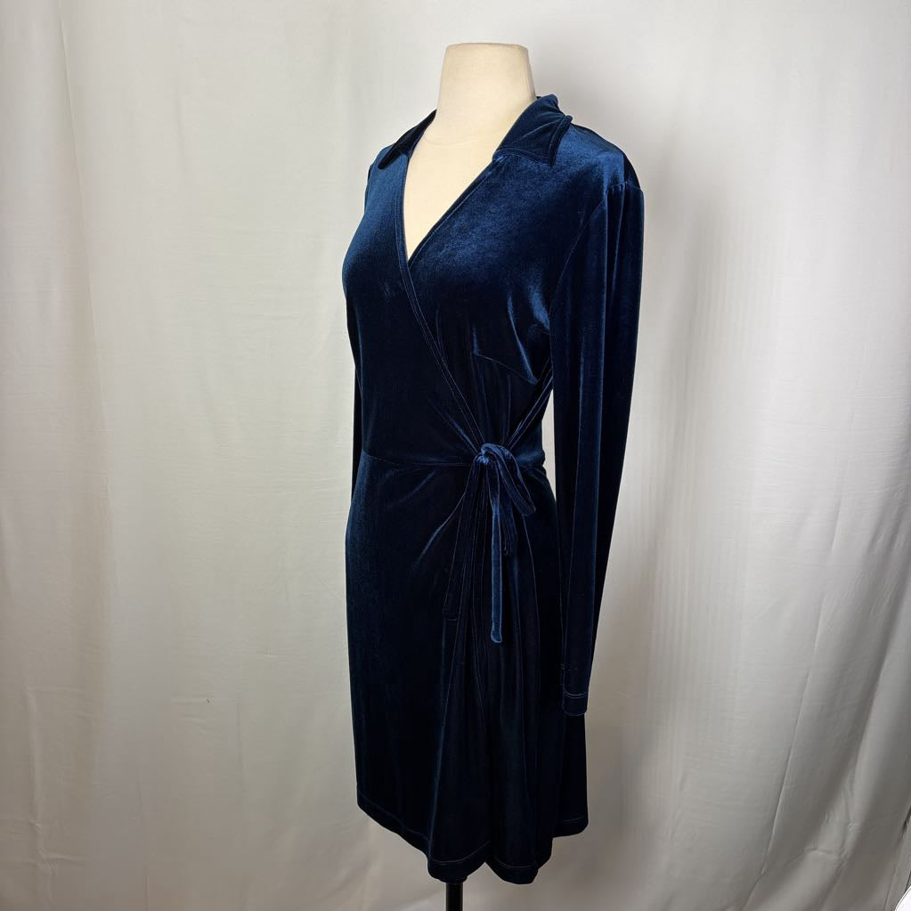 1990s Carole Little Velveteen Wrap Dress