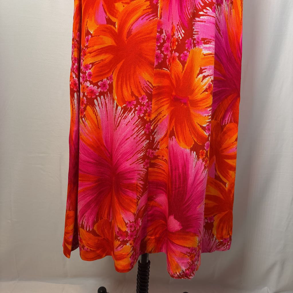 1970s Harriets Hawaiian Barkcloth Halter Maxi Dress