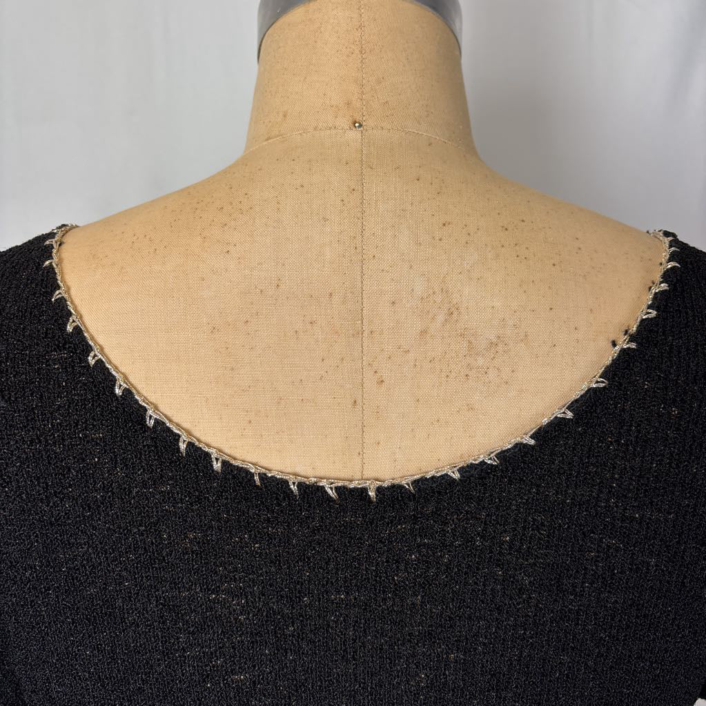 1960s Rosanna Knit Top w/ Pearl Embroidered Collar
