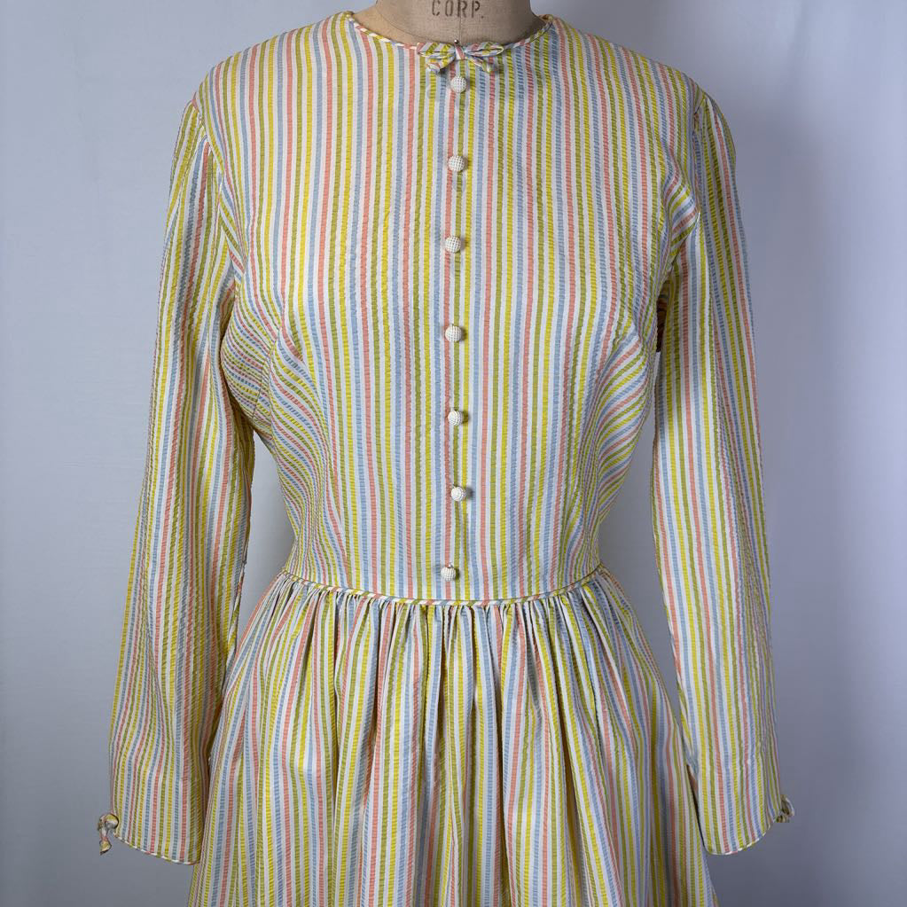 60s Pastel Seersycker Dress