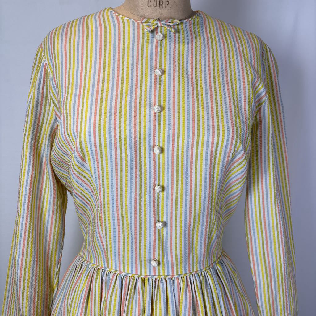 60s Pastel Seersycker Dress