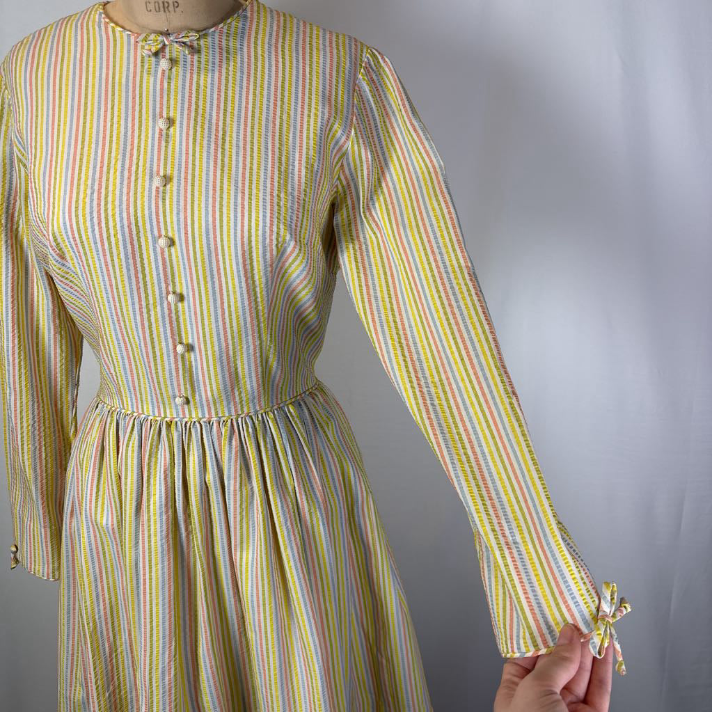 60s Pastel Seersycker Dress