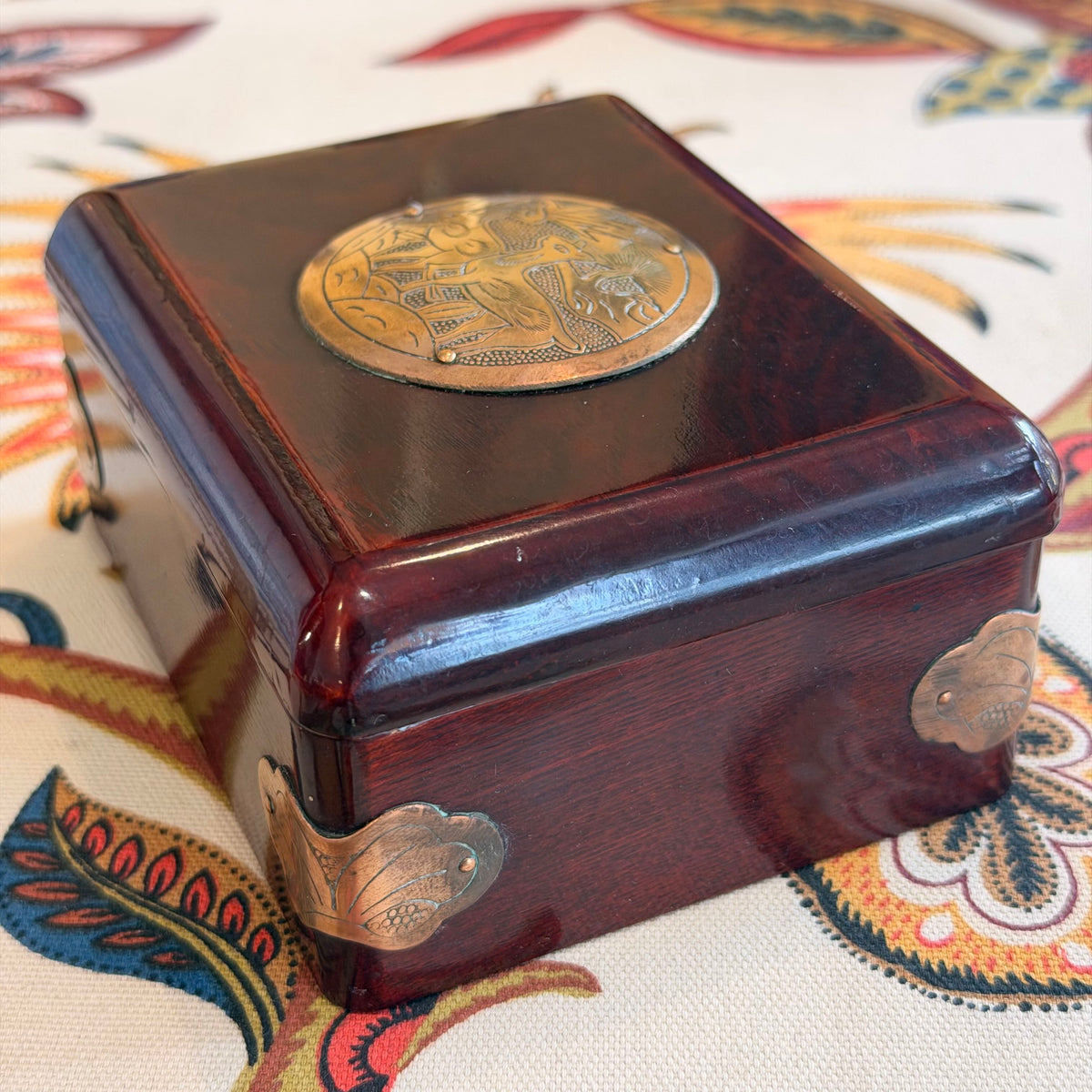 Asian Mahogany Brass box