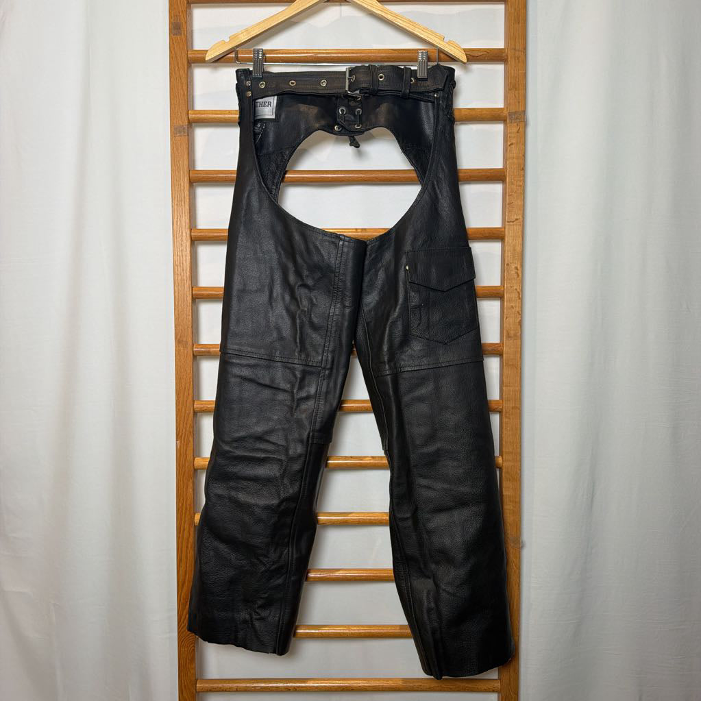 Vintage 1990s Leather Braided Chaps