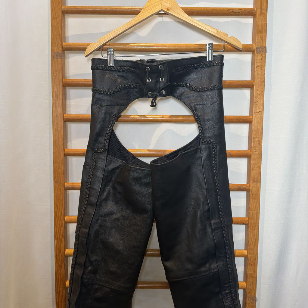 Vintage 1990s Leather Braided Chaps