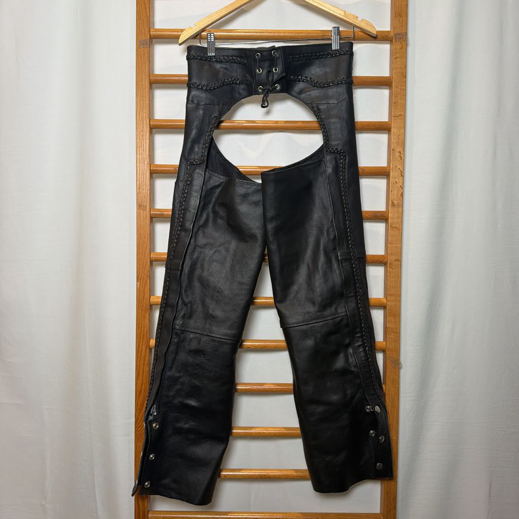 Vintage 1990s Leather Braided Chaps