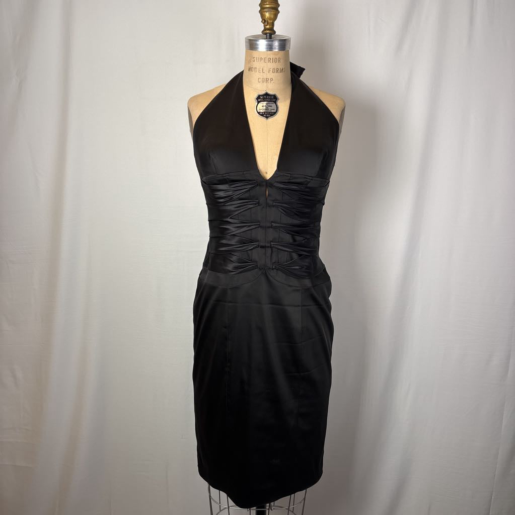 Y2K Cache Black Halter Bodycon Evening Dress - New With Tags