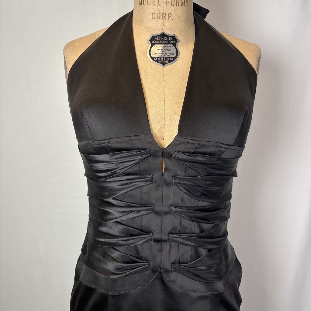 Y2K Cache Black Halter Bodycon Evening Dress - New With Tags