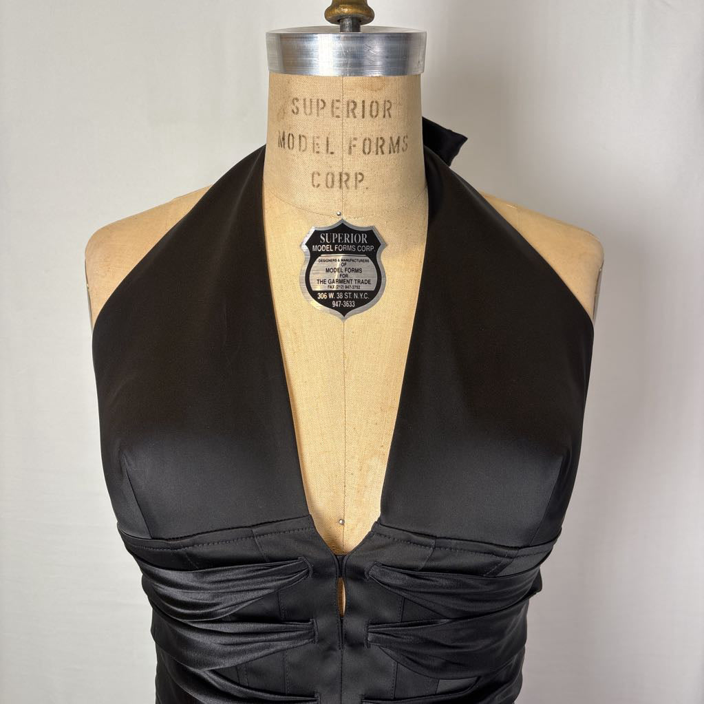 Y2K Cache Black Halter Bodycon Evening Dress - New With Tags