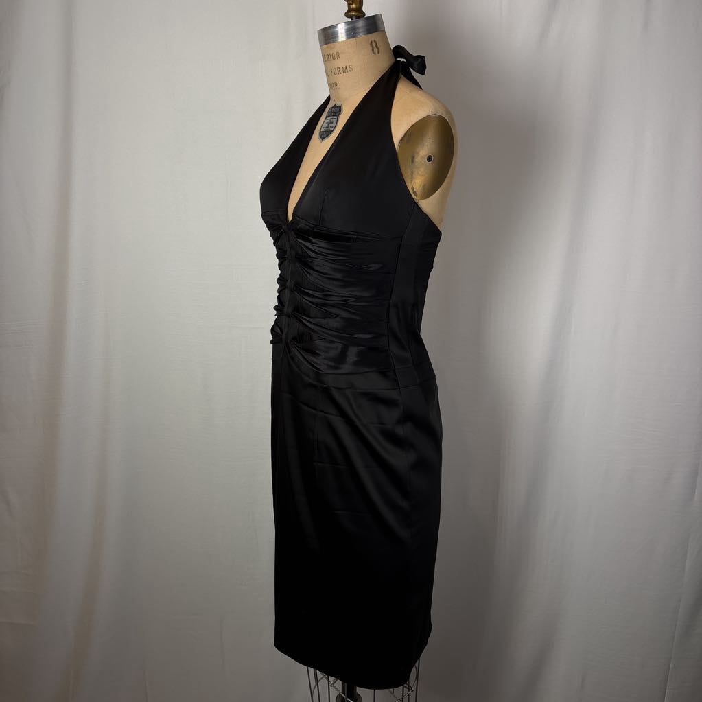 Y2K Cache Black Halter Bodycon Evening Dress - New With Tags