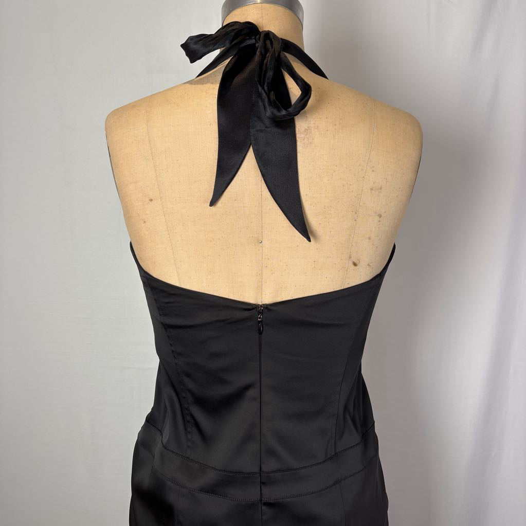 Y2K Cache Black Halter Bodycon Evening Dress - New With Tags