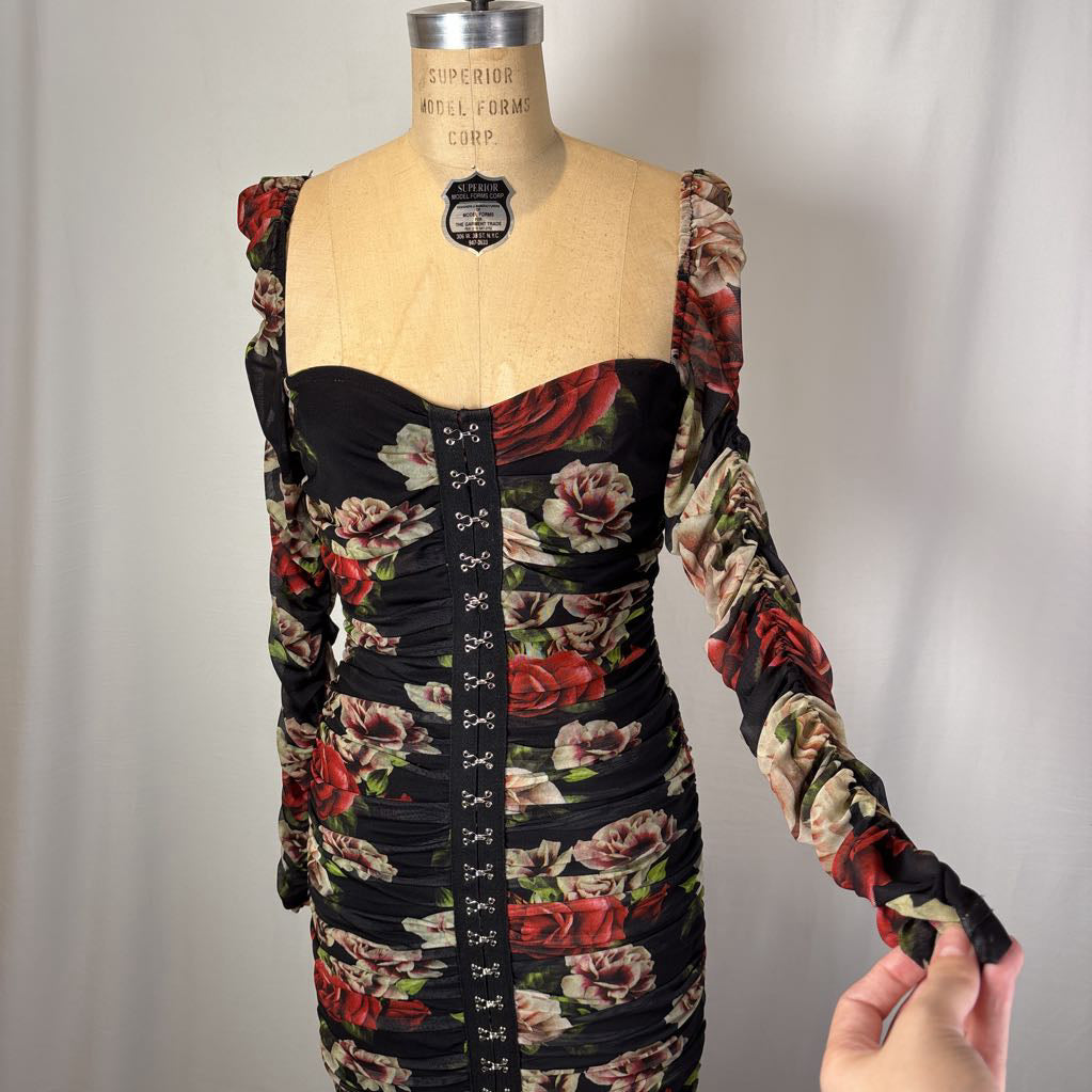 Blithe Los Angelos Red Roses Bodycon Dress