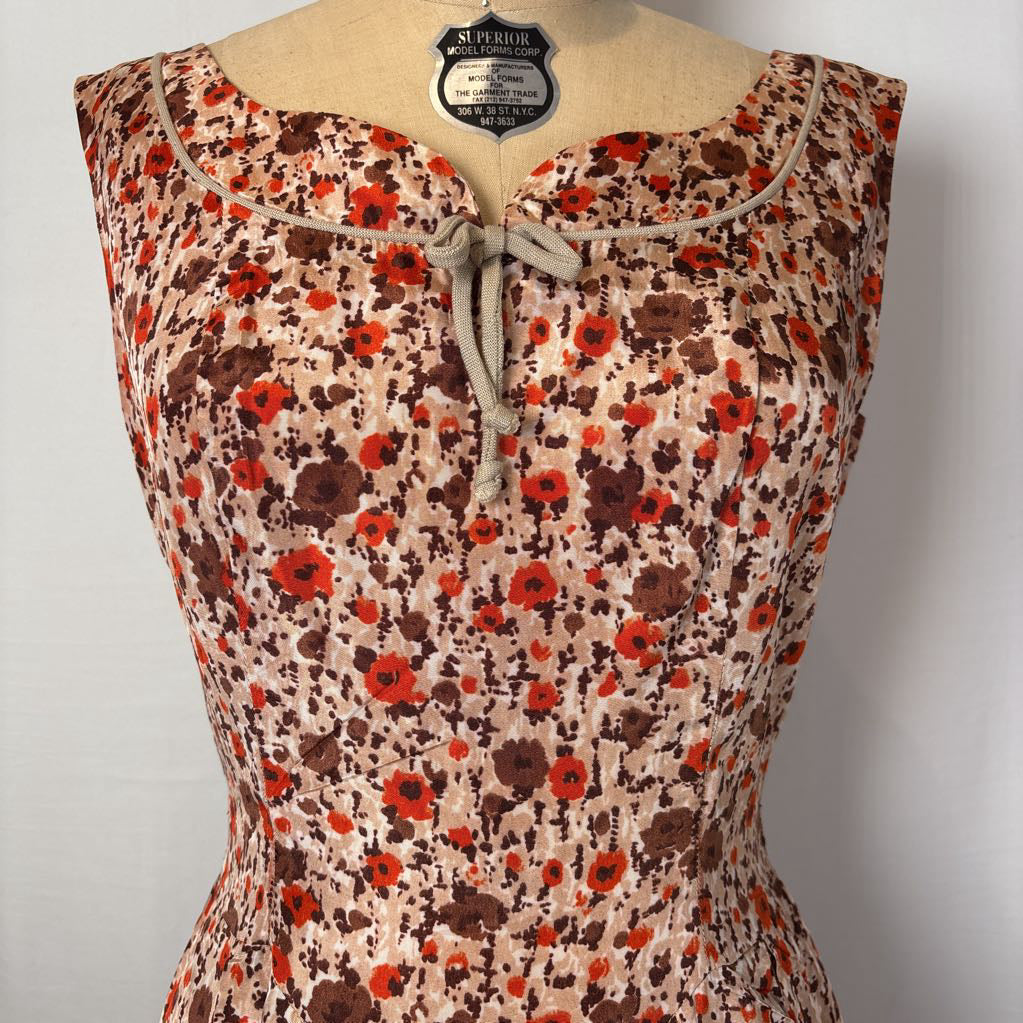 1950s Handmade Pleated Day Dress