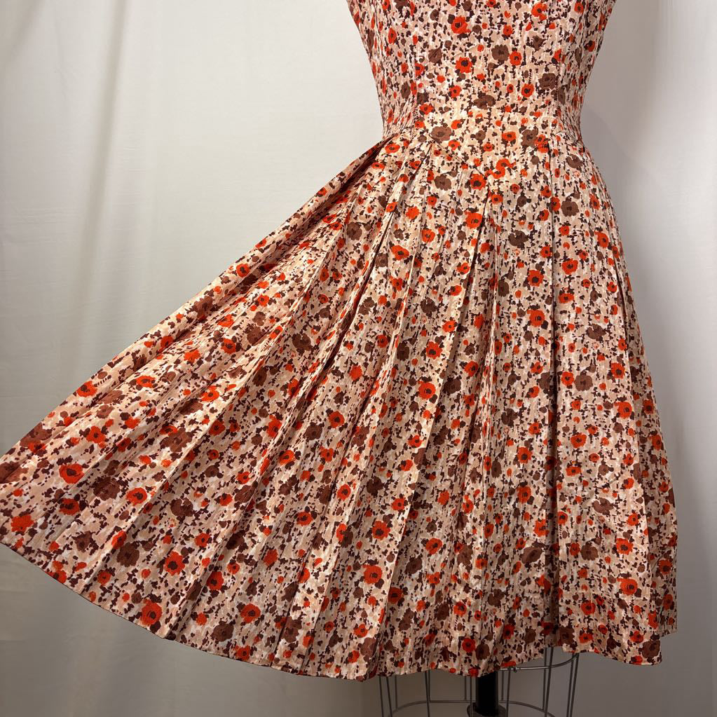 1950s Handmade Pleated Day Dress