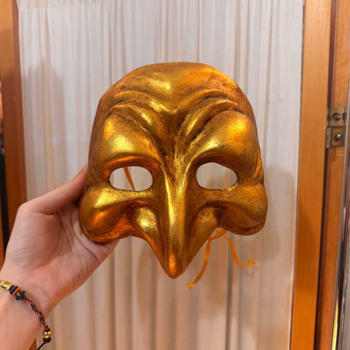 Vintage Gold Paper Mache Half Mask