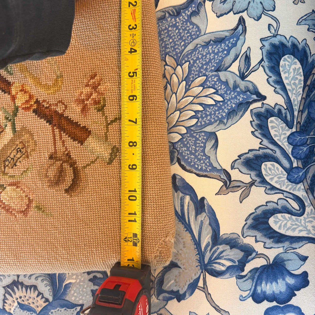 Handmade Cross-Stitched Seat Cushion