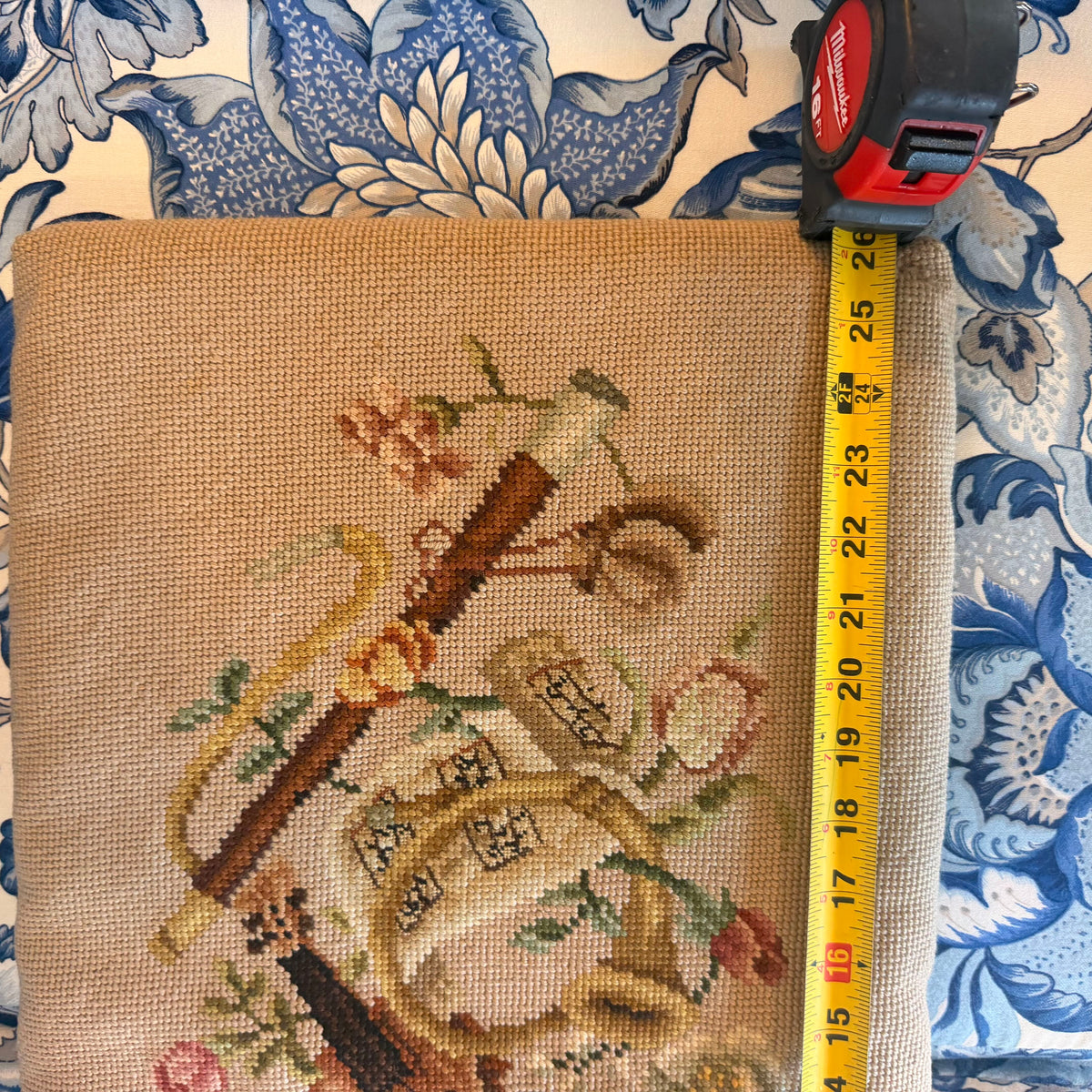 Handmade Cross-Stitched Seat Cushion
