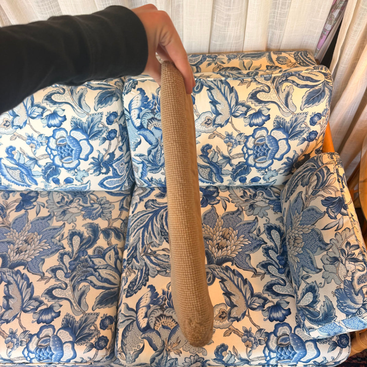 Handmade Cross-Stitched Seat Cushion