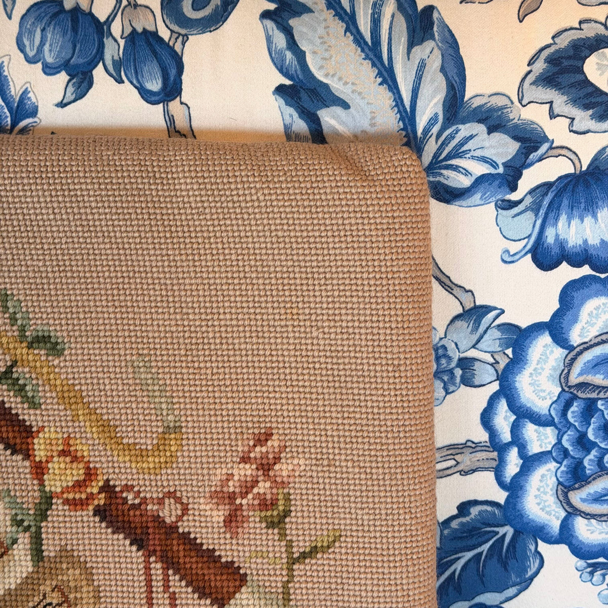 Handmade Cross-Stitched Seat Cushion