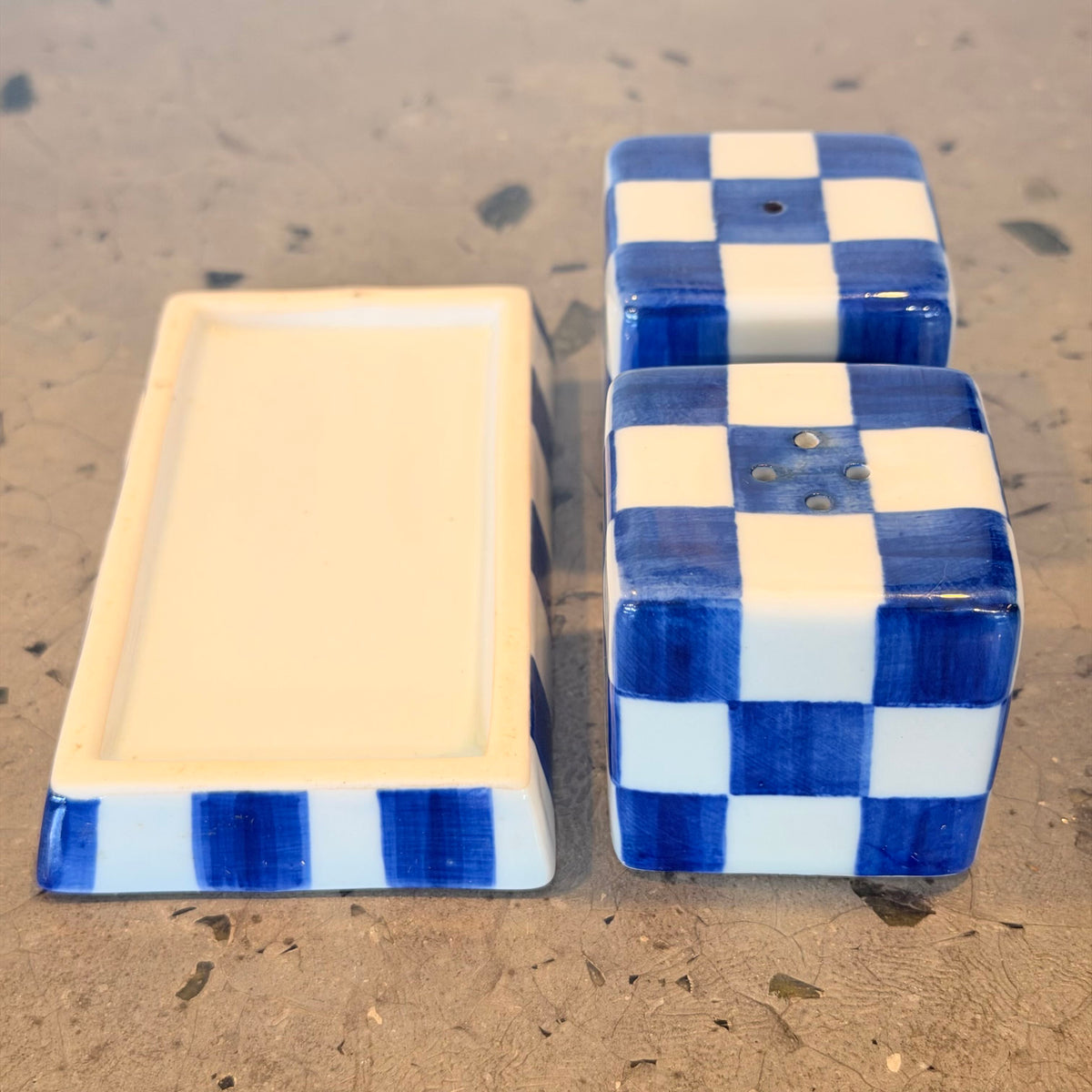 Checkered Salt and Pepper Shakers