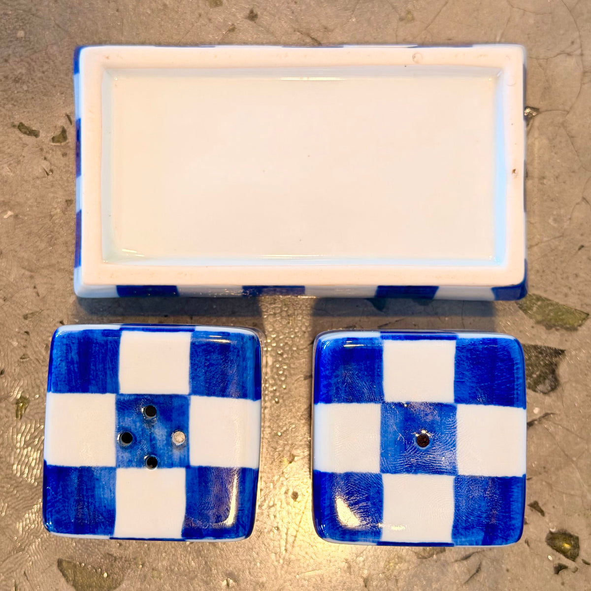 Checkered Salt and Pepper Shakers
