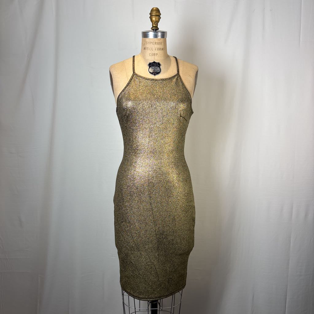Gold Metallic Pencil Dress