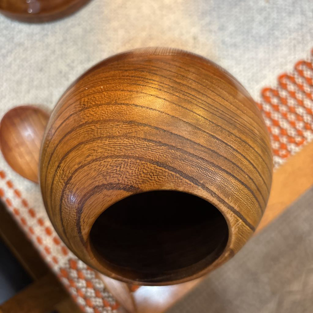Vintage 60s Enesco Wooden Orb Bowl & Spoon