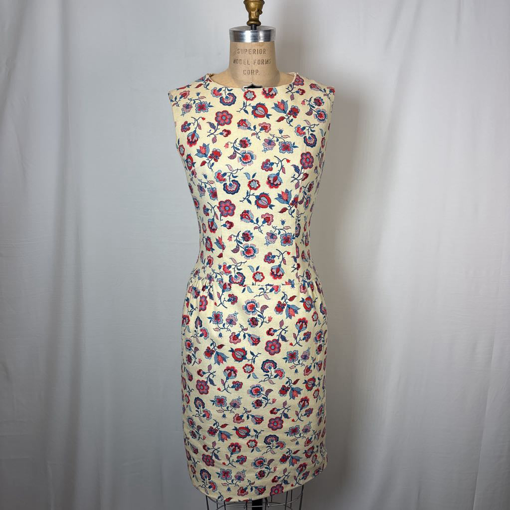1950s Handmade Barkcloth Pencil Dress