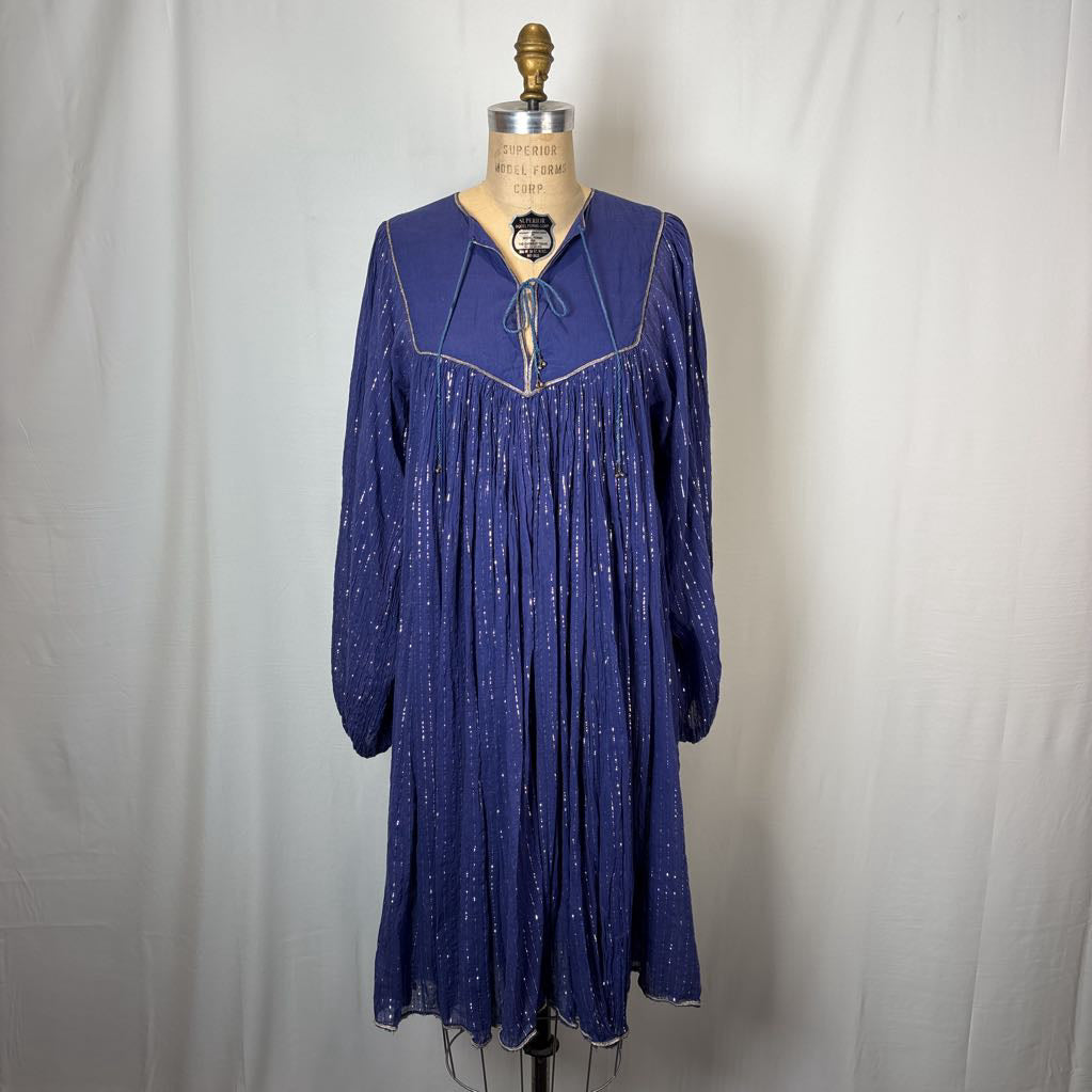 1970s Papillon Gauzy Tunic Dress